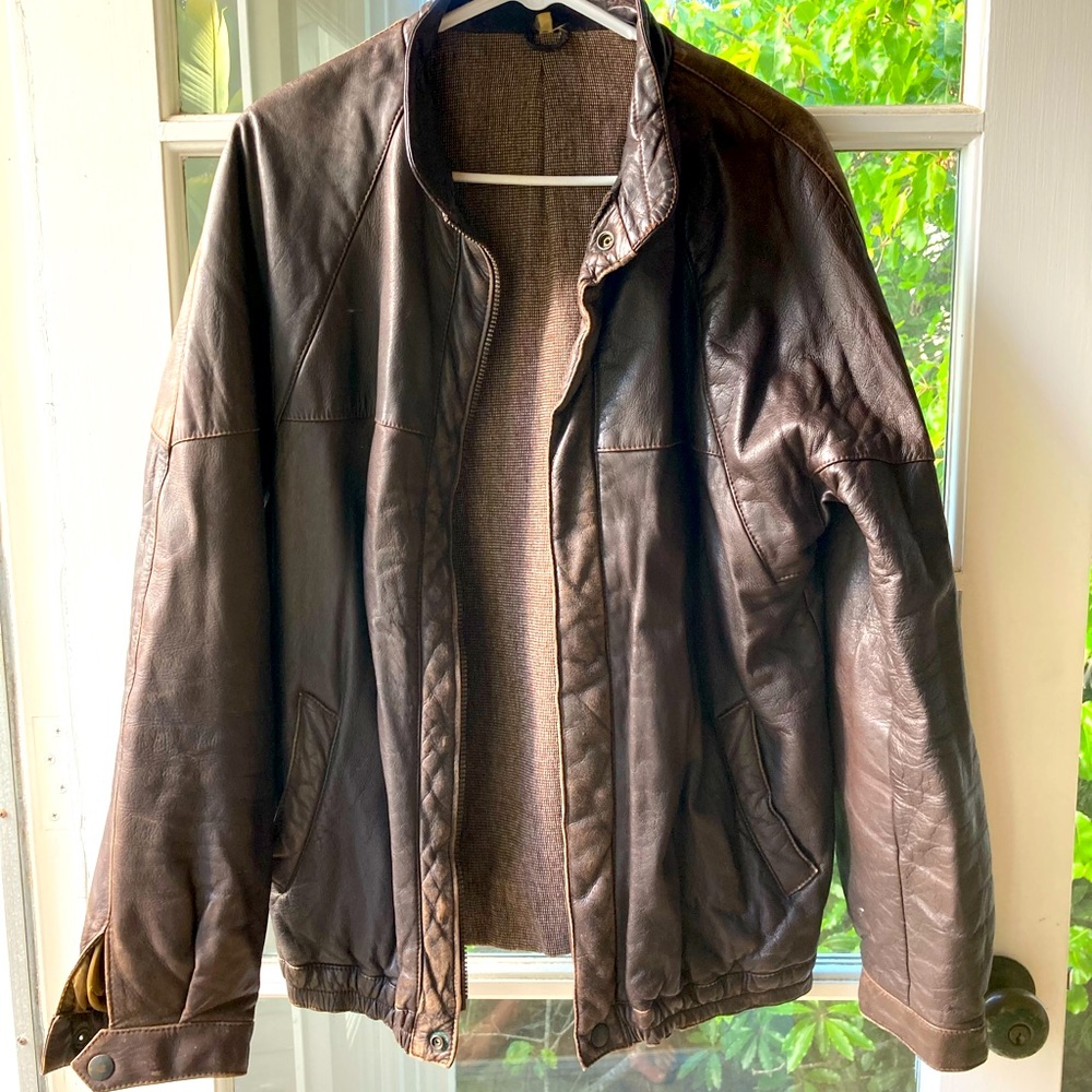 Mens XL Genuine Leather Jacket Vintage 70’s
